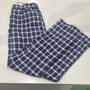 Hollister Women Blue Plaid Grunge 90s Ultra High-Rise Flannel Dad Pant